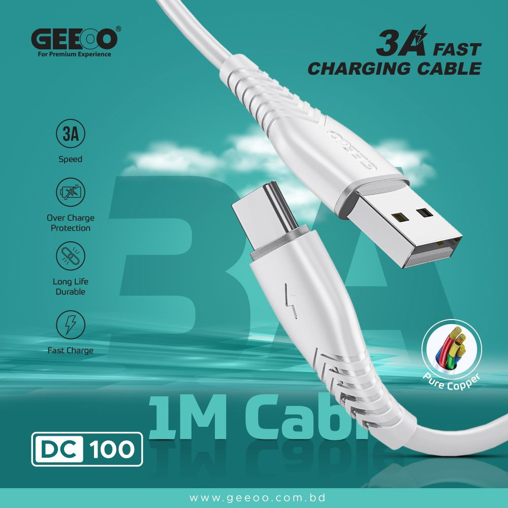 3A Fast Charging 1M Long  (Type-C) Data Cable