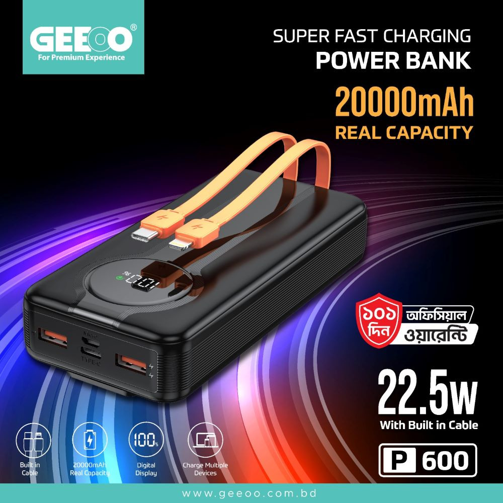 GEEOO P600 Real Capacity Super Fast Power bank