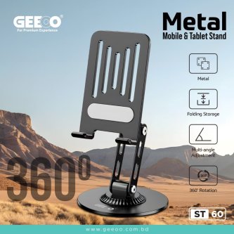 Image of GEEOO ST60 Metal Mobile & Tablet Stand | 360° Rotation, Multi-Angle Adjustable