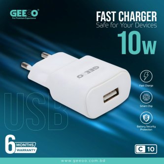 Image of GEEOO C10 10W Fast Charger Set with Cable | Smart Chip | Micro & Type-C